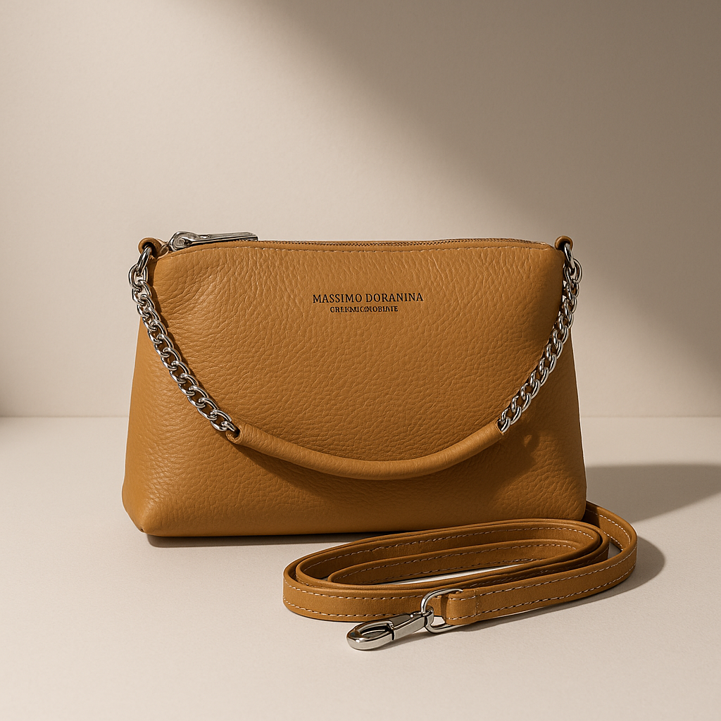 Dameshandtas met Dubbele Rits – Echt Leer – Made in Italy