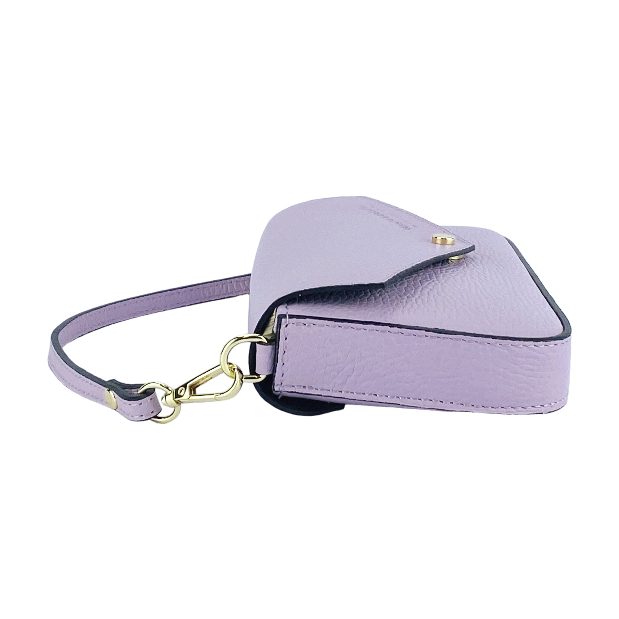 RB1023CI | Small Shoulder Bag with Removable Chain Strap in Genuine Leather Made in Italy. Flap Closure - Color: Lilac - Dimensions: 22 x 12 x 3 cm-3