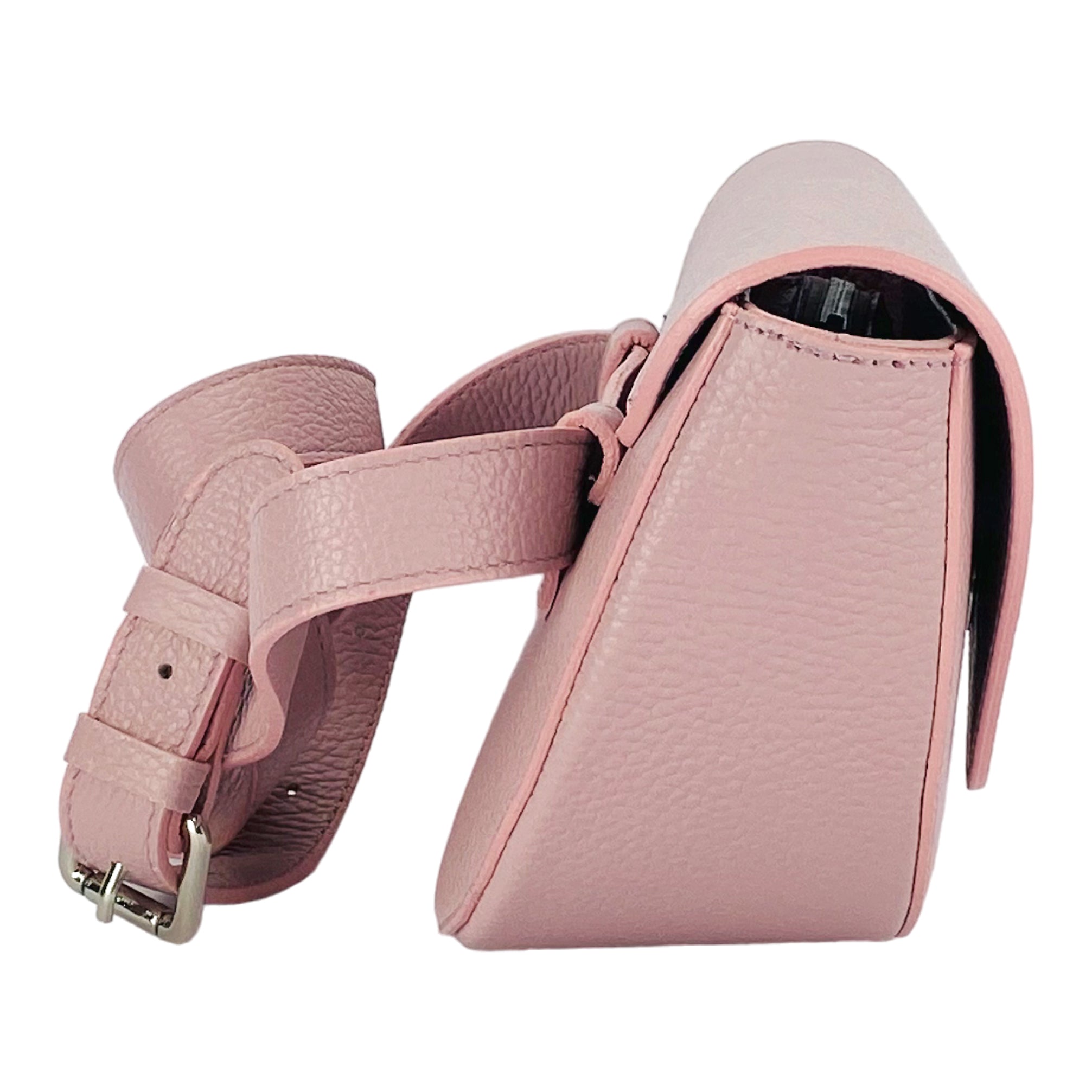 RB1027AZ | Borsa Donna a Bandoliera stondata in Vera Pelle Made in Italy. Tracolla removibile e regolabile in pelle. Accessori Nickel Lucido - Colore Rosa Antico - Dimensioni: cm 25 x 15 x 9-4