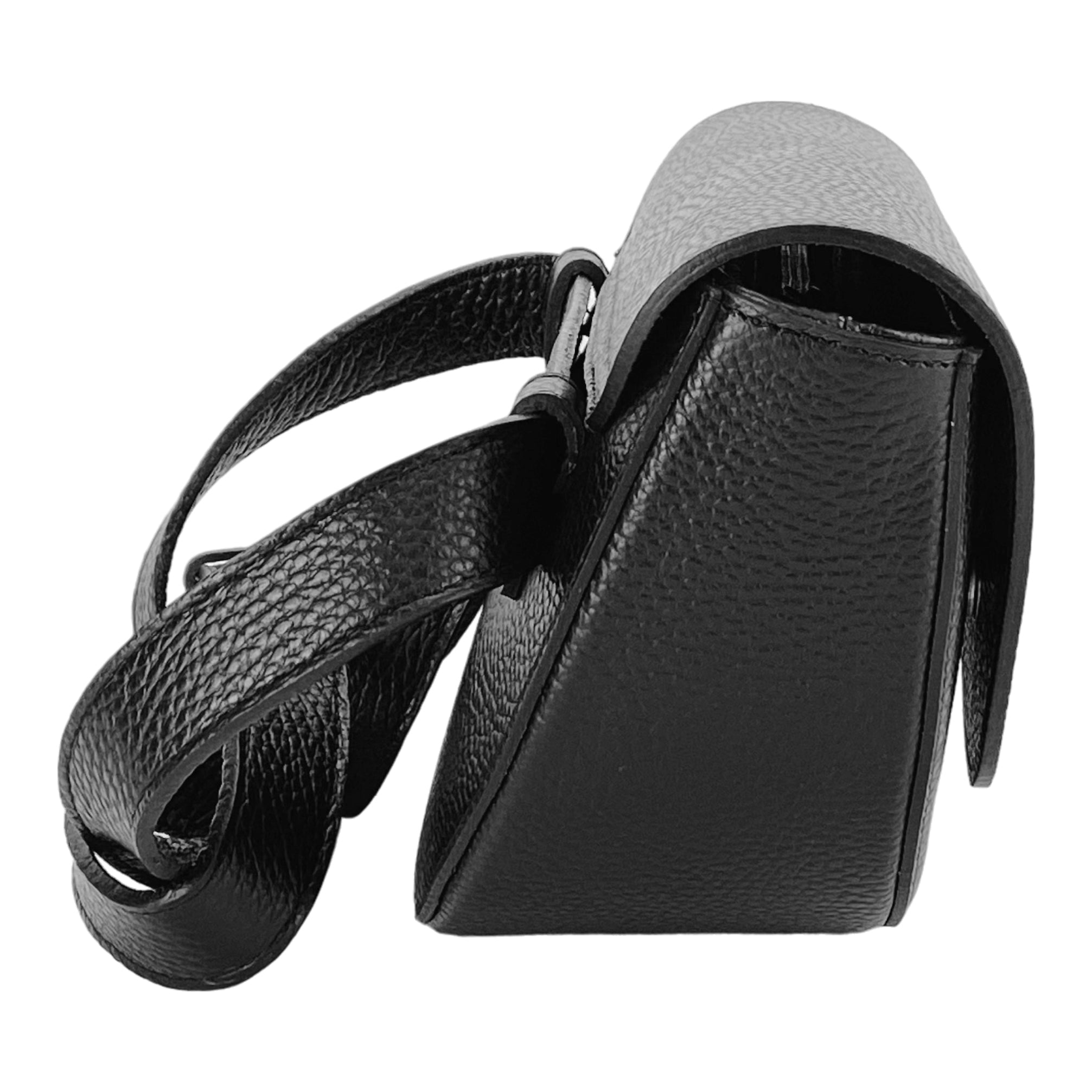 RB1027A | Borsa Donna a Bandoliera stondata in Vera Pelle Made in Italy. Tracolla removibile e regolabile in pelle. Accessori Nickel Lucido - Colore Nero - Dimensioni: cm 25 x 15 x 9-4