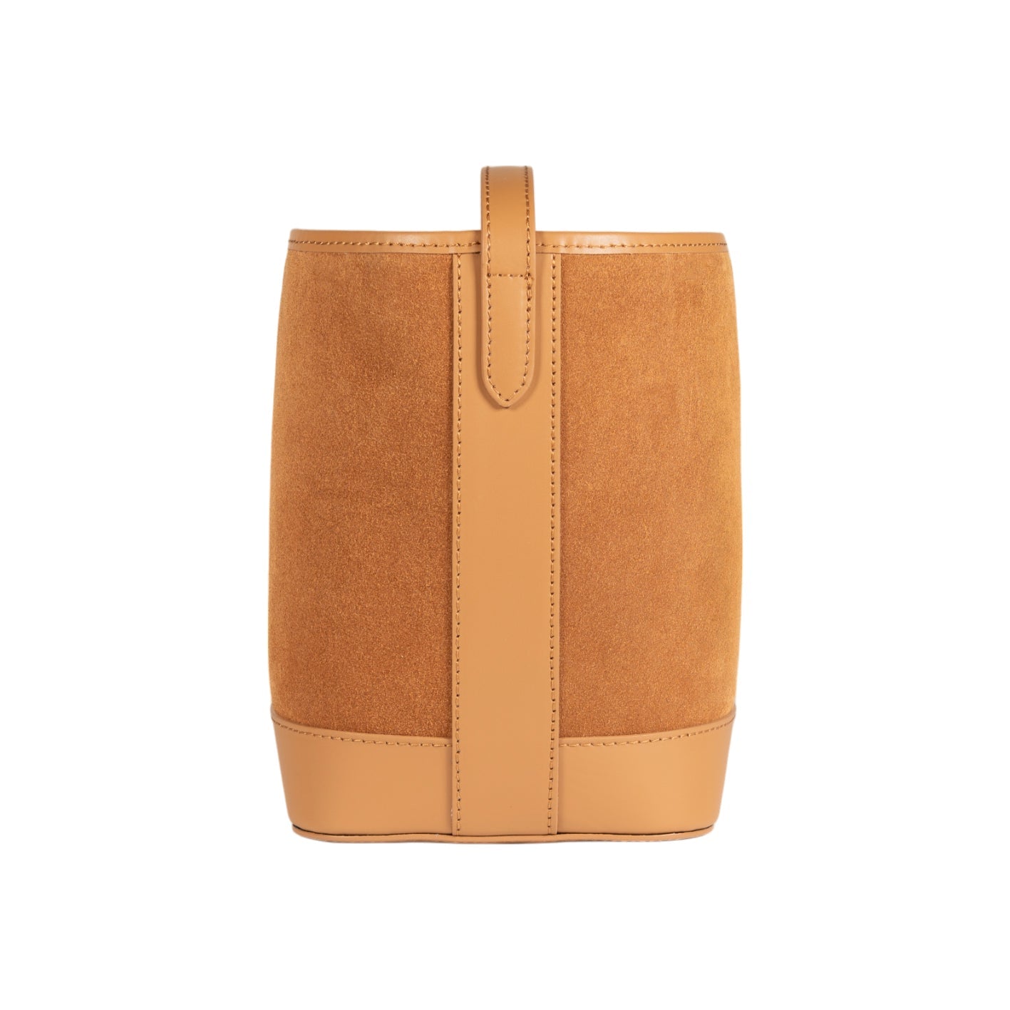 RB1031CQ | Borsa Donna a Secchiello BRENDA in Vera Pelle Made in Italy. Accessori in metallo Oro Lucido - Colore Cuoio - Dimensioni: cm 25 x 23,5 x 17-3