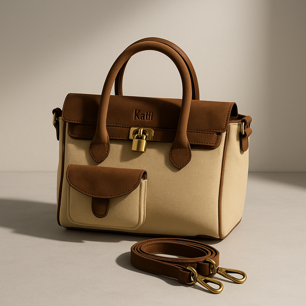 Mini Handtas in Canvas & Echt Leer, Handgemaakt in Italië, Tijdloos en Stijlvol Design