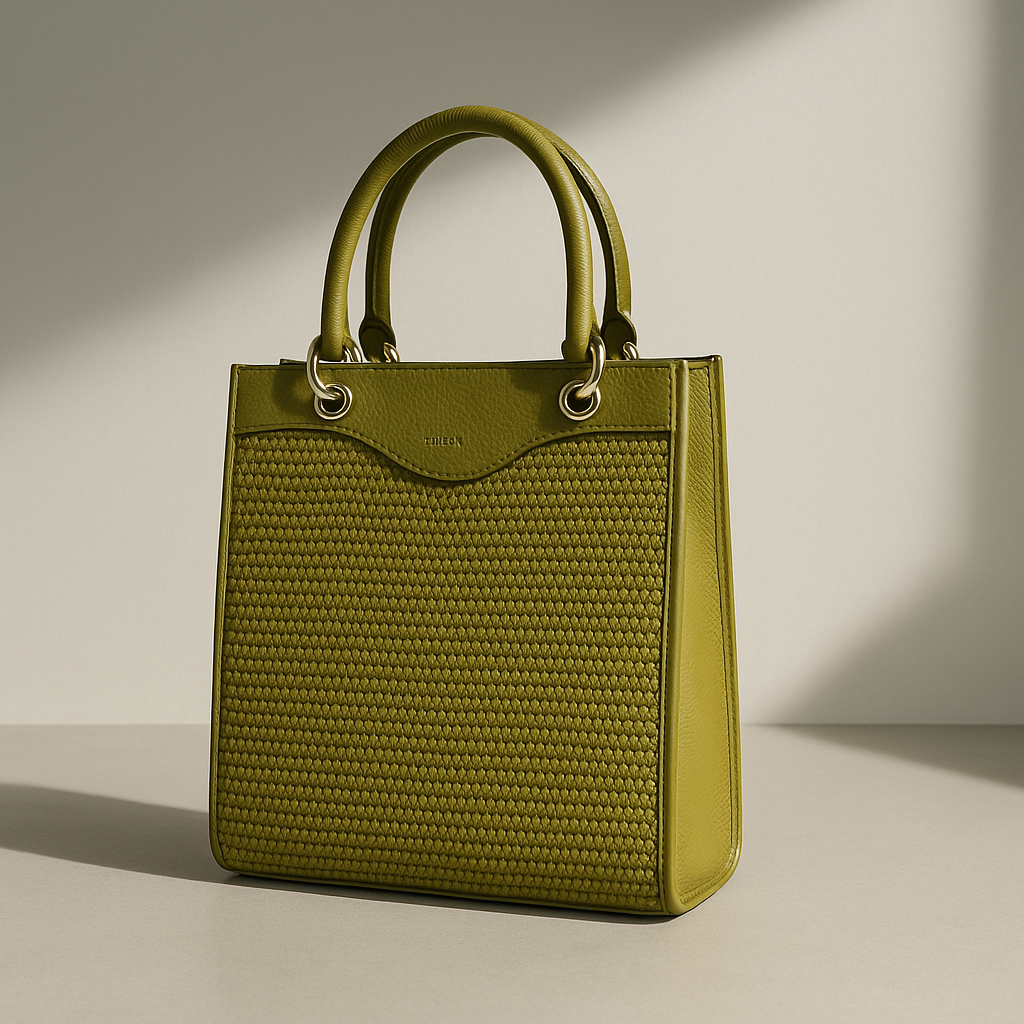 Verticale handtas van echt leer en stro – Made in Italy – Luxe Italiaanse kwaliteit