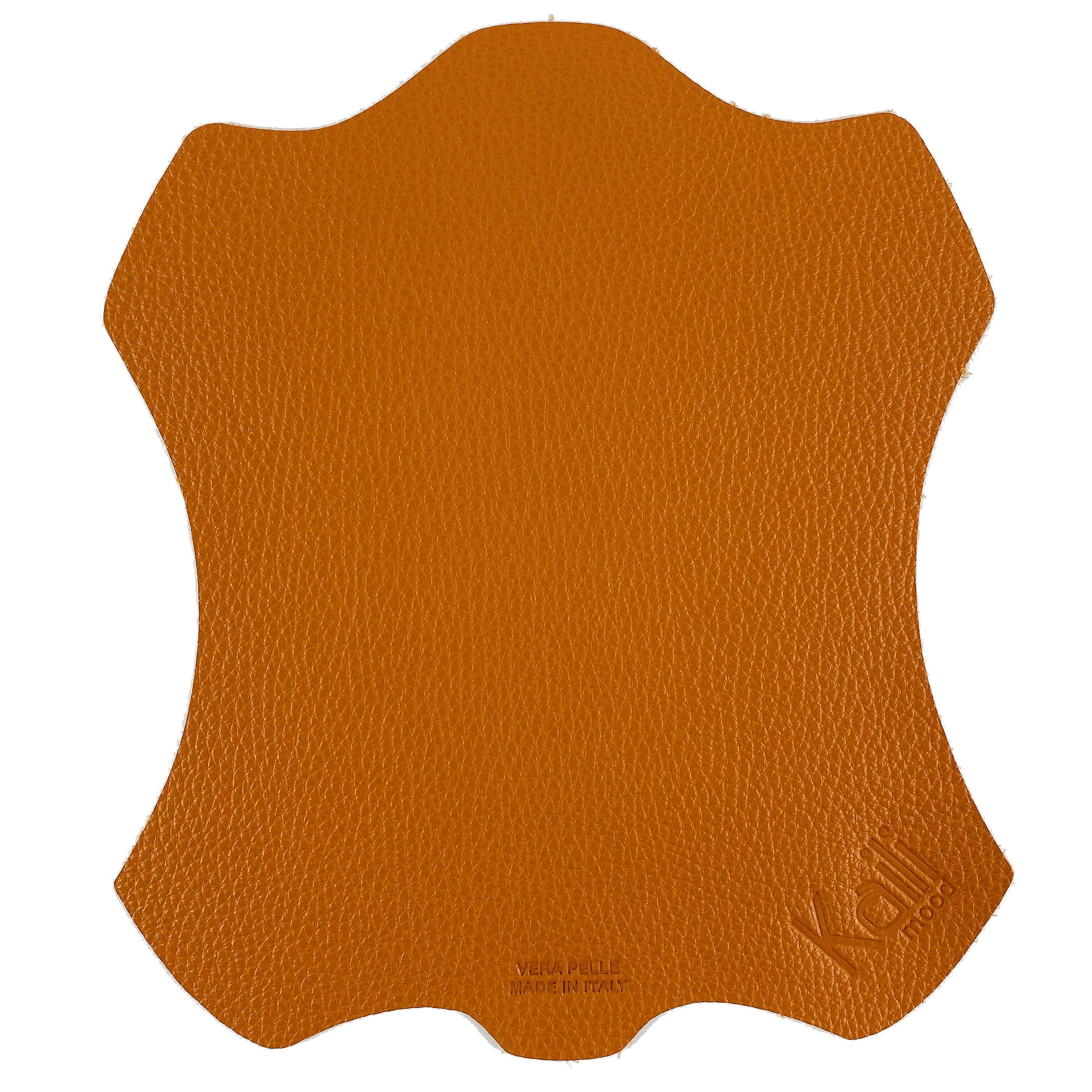 K0001LB | Tappetino per Mouse Made in Italy in Vera Pelle pieno fiore, grana dollaro - Colore Arancione - Dimensioni: cm 20 x 23 - Confezione: Sacchetto tubolare Tnt-0